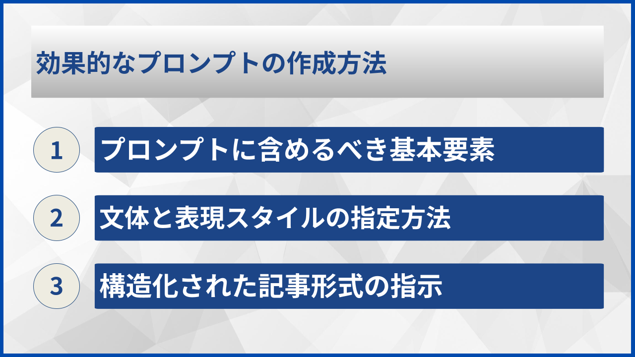 効果的なプロンプトの作成方法
