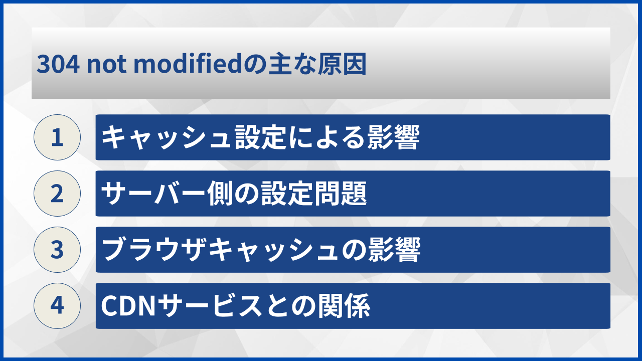 304 not modifiedの主な原因