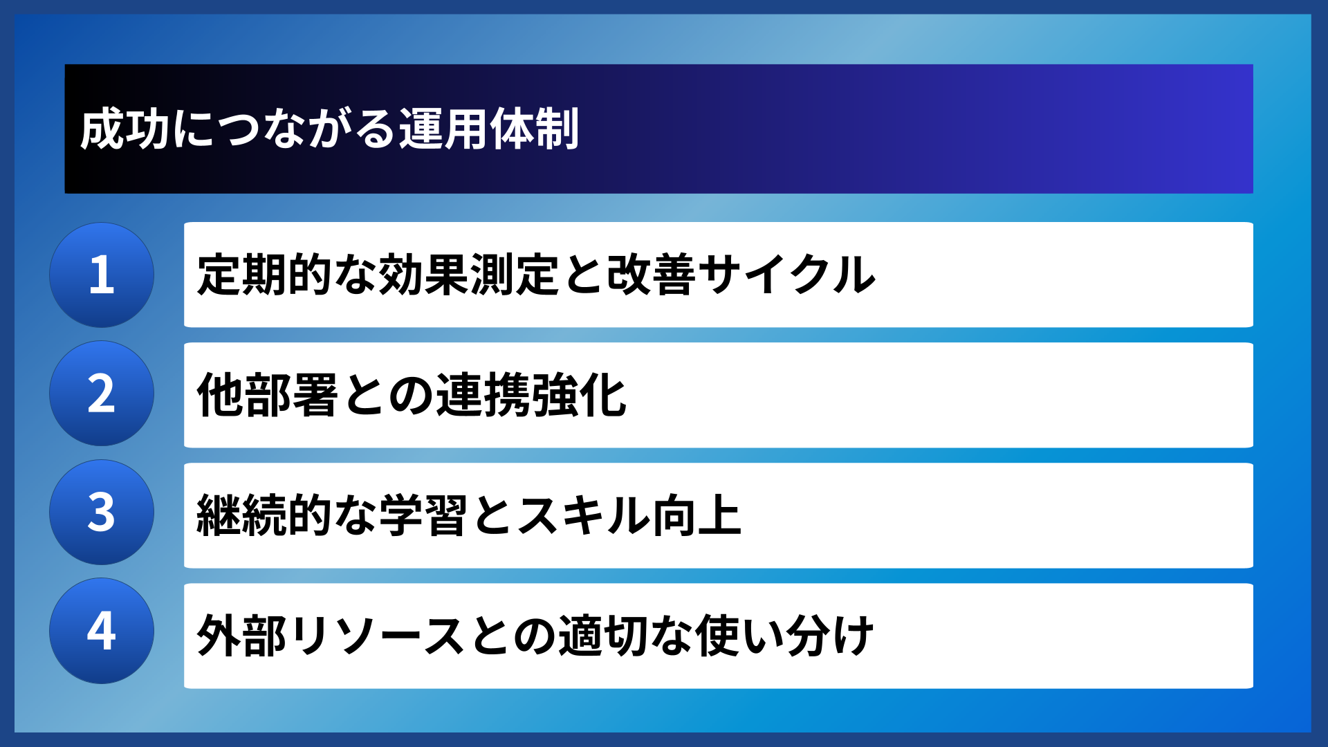 成功につながる運用体制