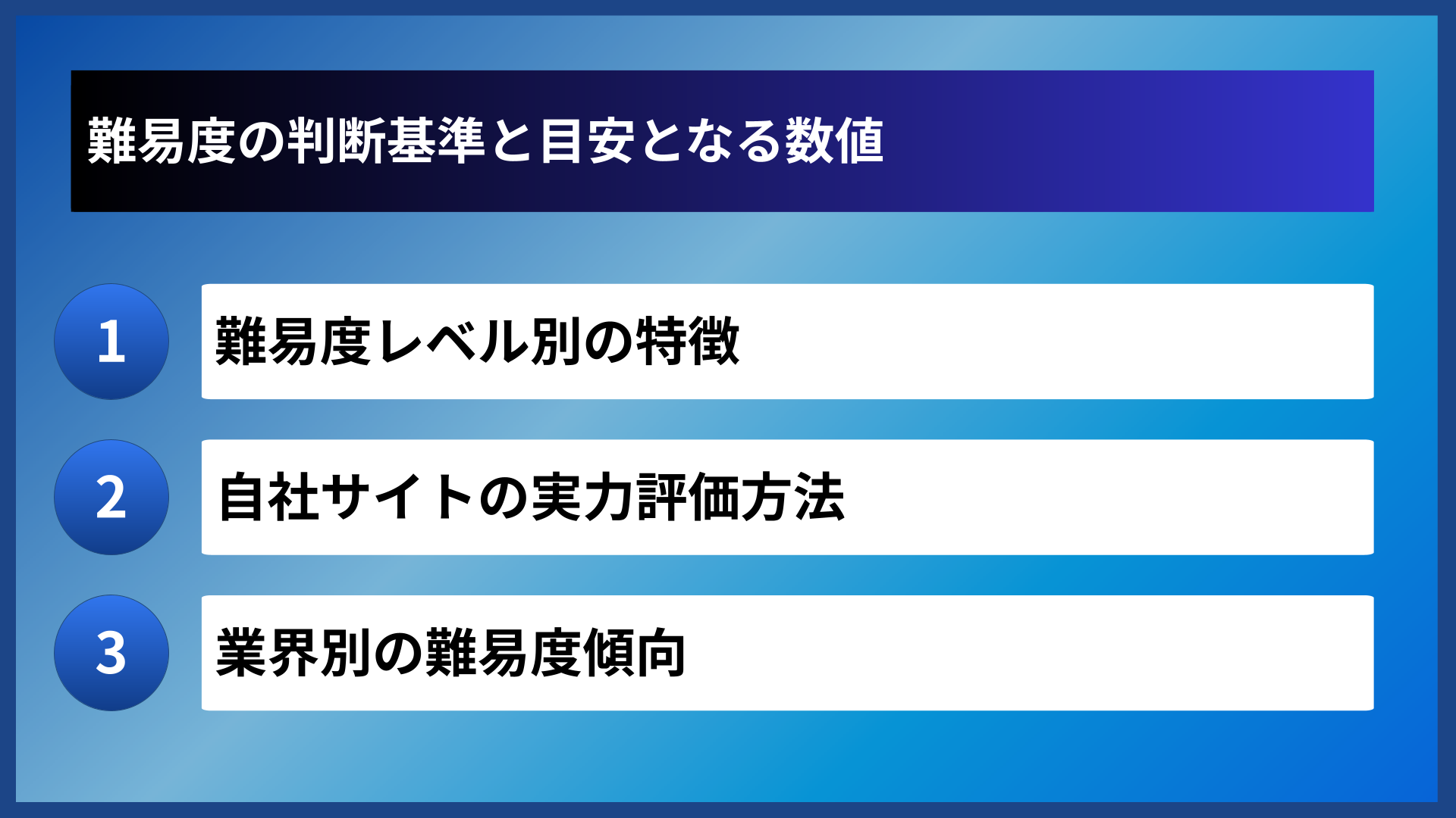 難易度の判断基準と目安となる数値