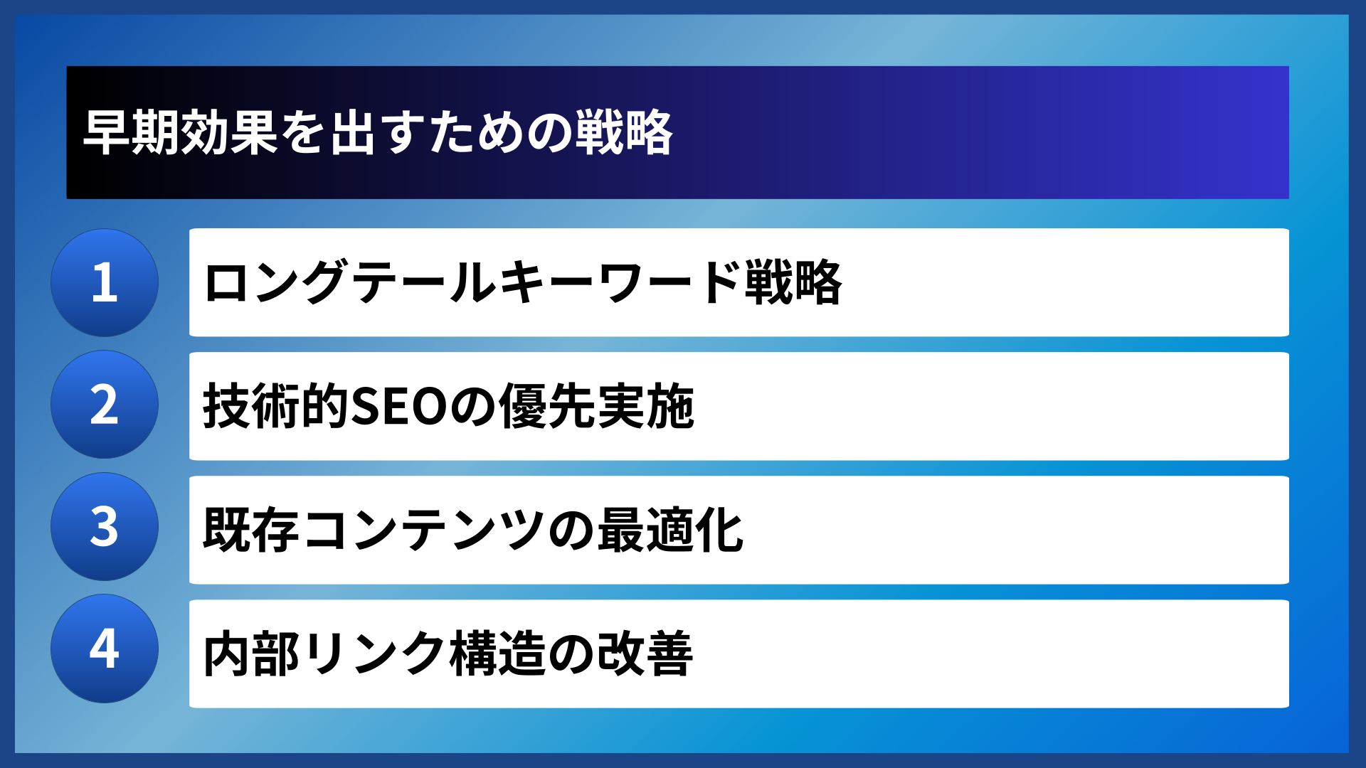 早期効果を出すための戦略