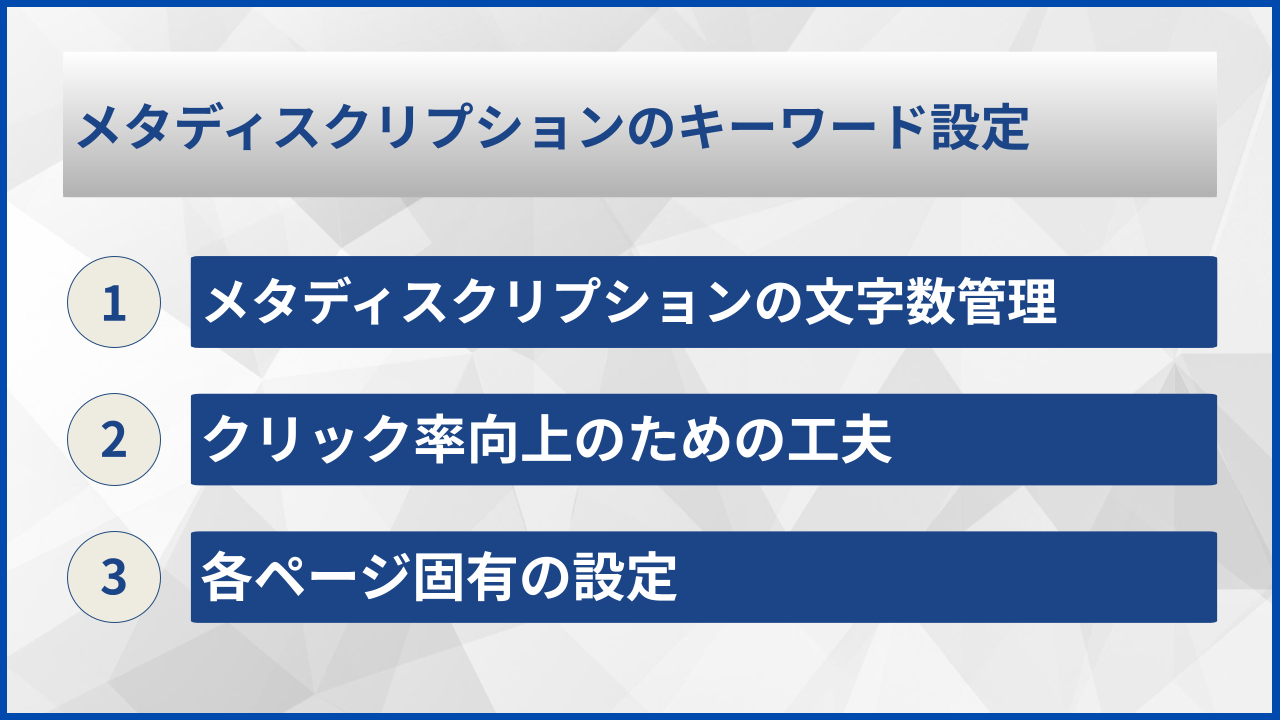 メタディスクリプションのキーワード設定