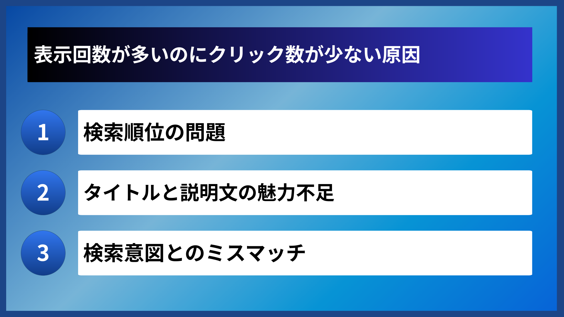 表示回数が多いのにクリック数が少ない原因