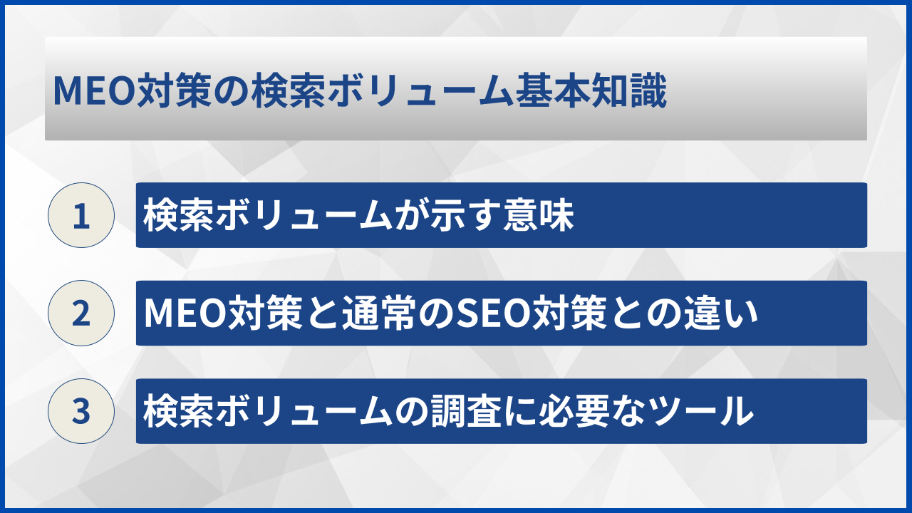 MEO対策の検索ボリューム基本知識