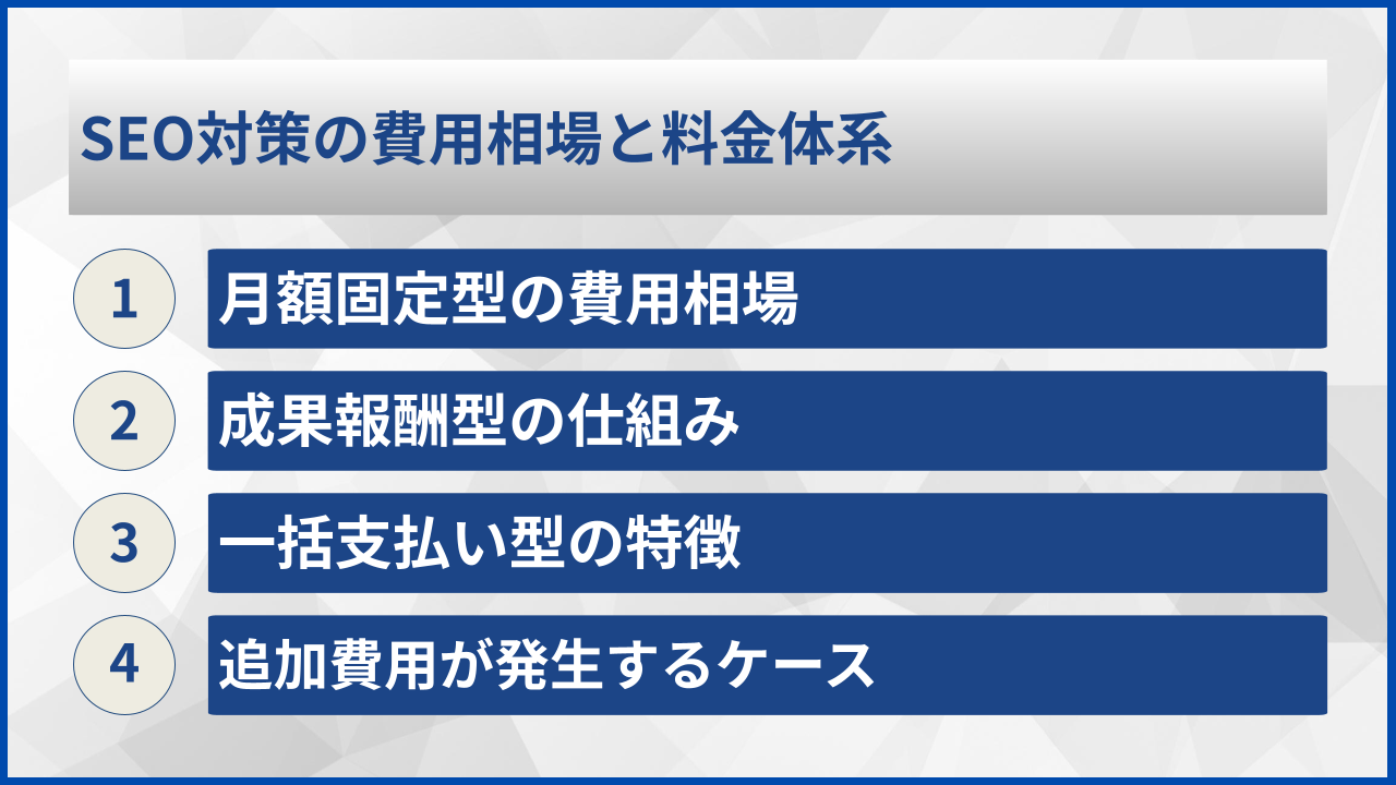 SEO対策の費用相場と料金体系