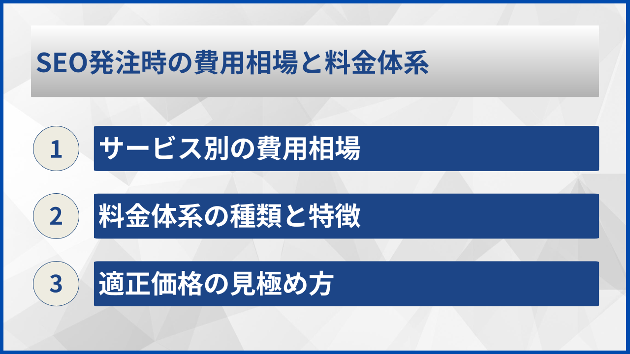 SEO発注時の費用相場と料金体系