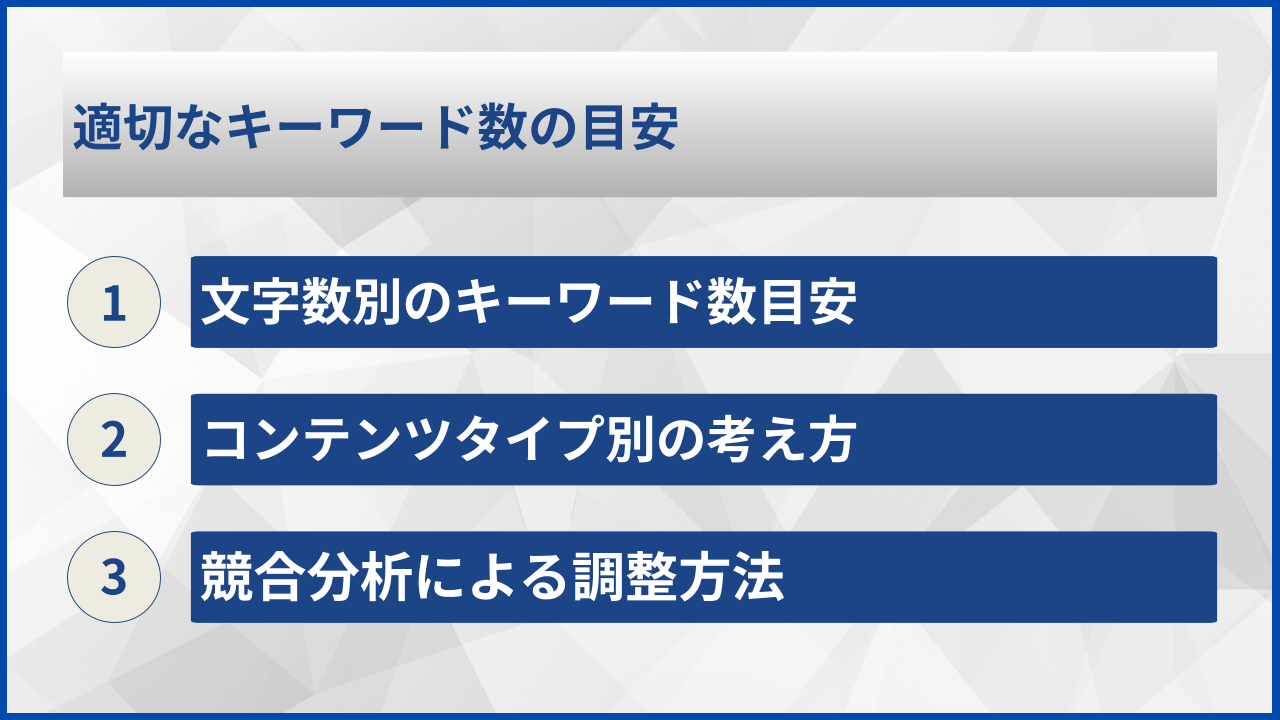 適切なキーワード数の目安