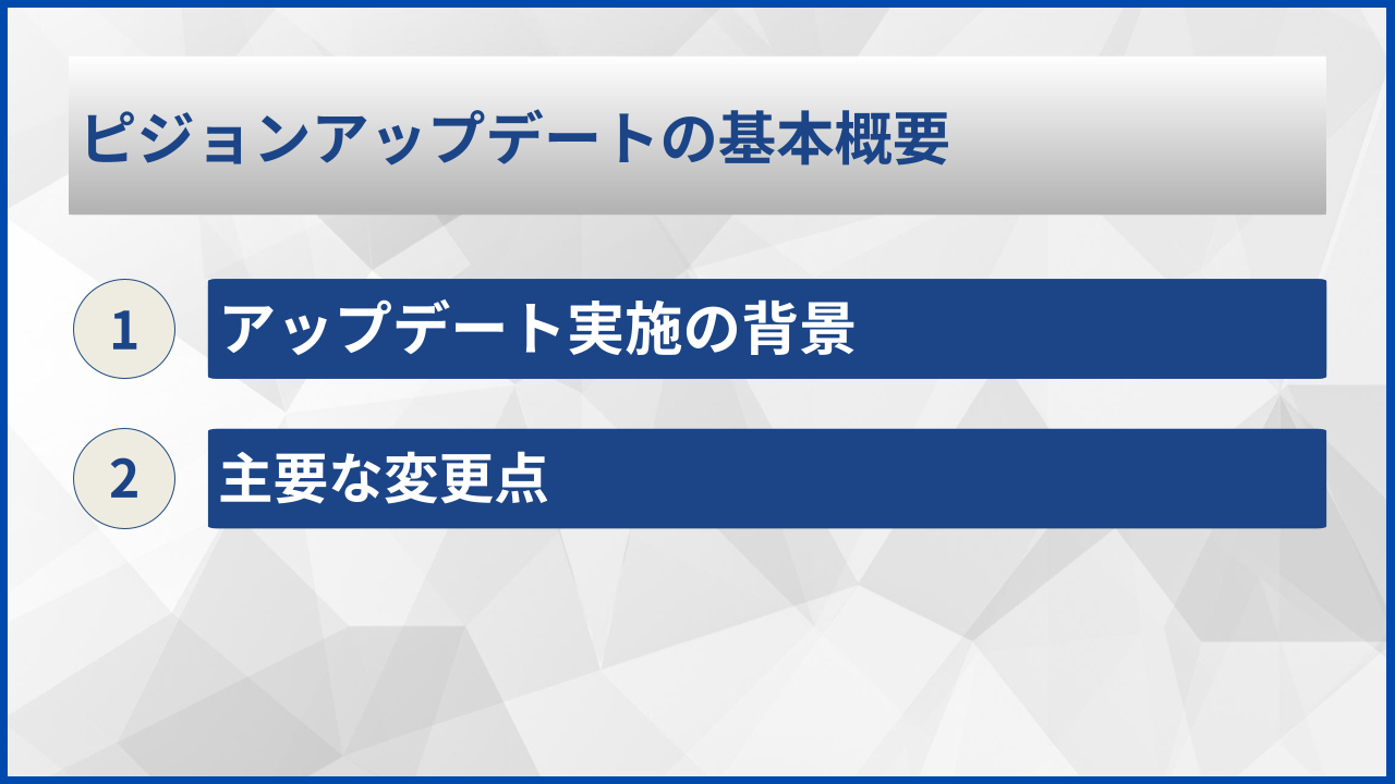 ピジョンアップデートの基本概要