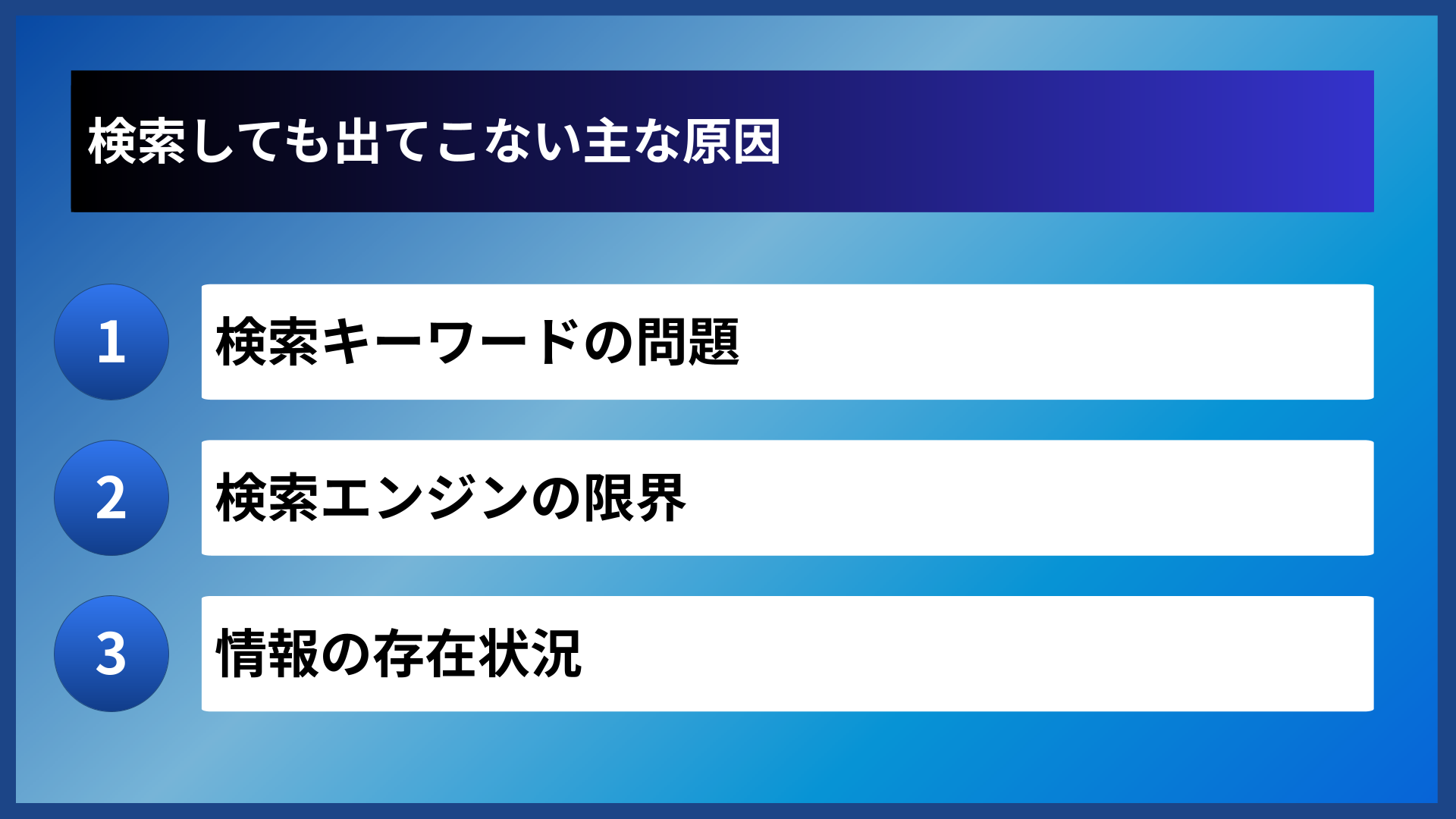 検索しても出てこない主な原因
