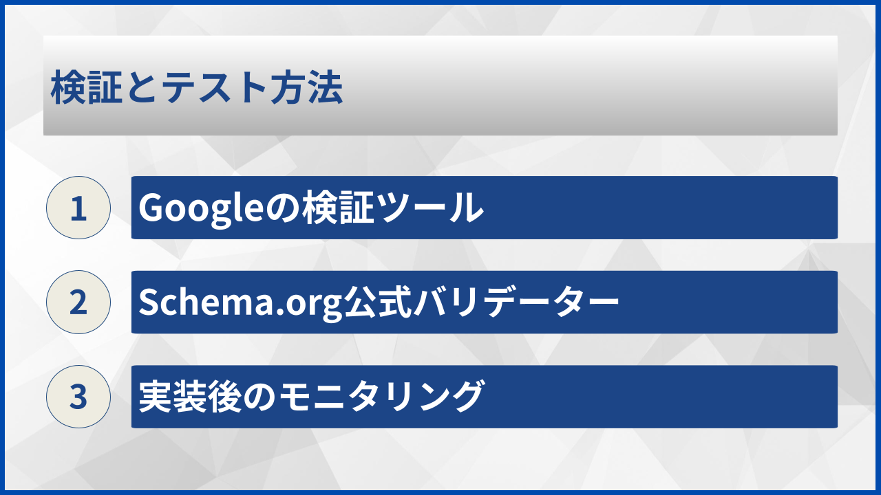 検証とテスト方法