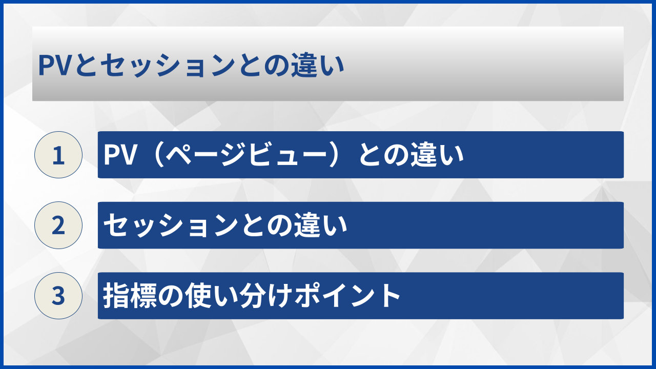 PVとセッションとの違い