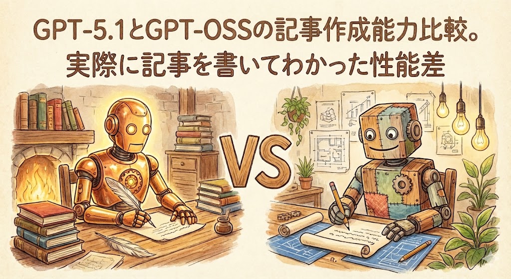 GPT-5.1とGPT-OSSの記事作成比較。実際に記事を書いてわかった性能差