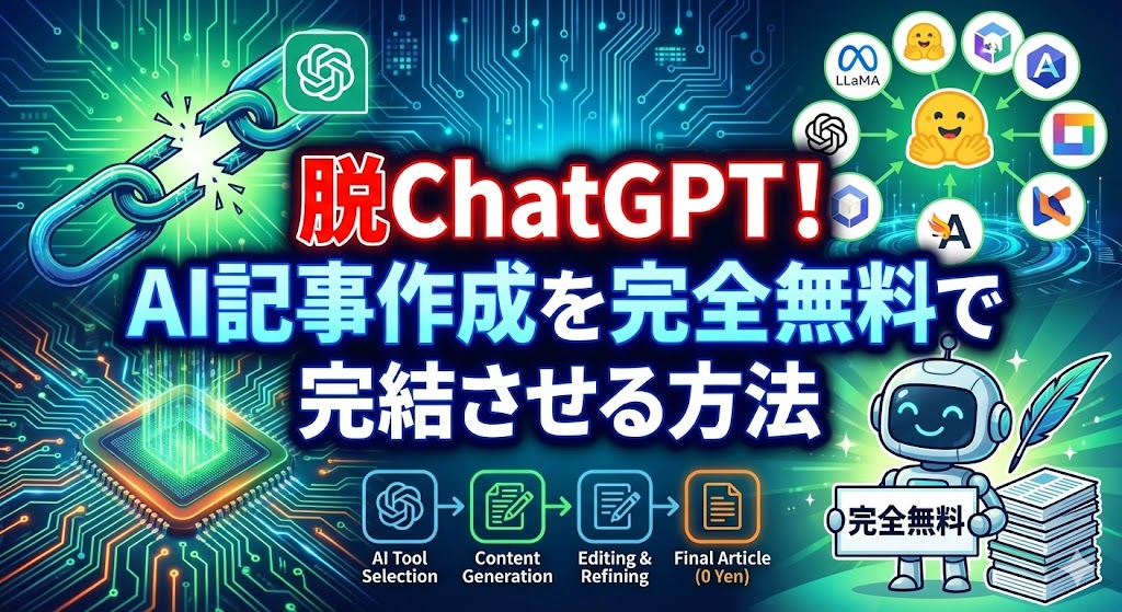 脱ChatGPT！AI記事作成を完全無料で完結させる方法