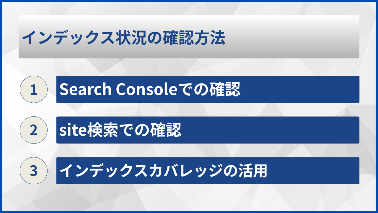 インデックス状況の確認方法