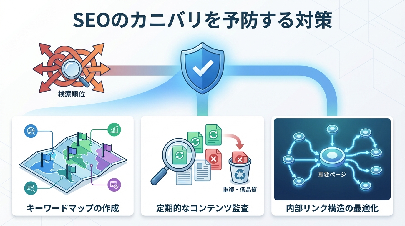 SEOのカニバリを予防する対策