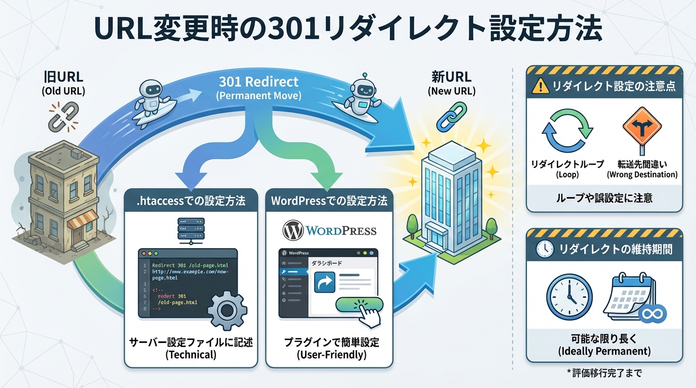 URL変更時の301リダイレクト設定方法