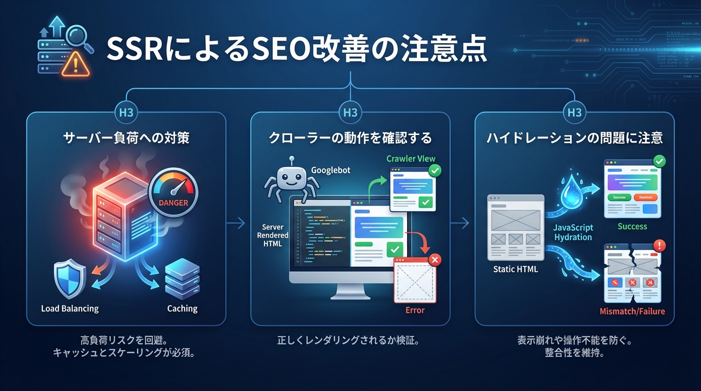 SSRによるSEO改善の注意点