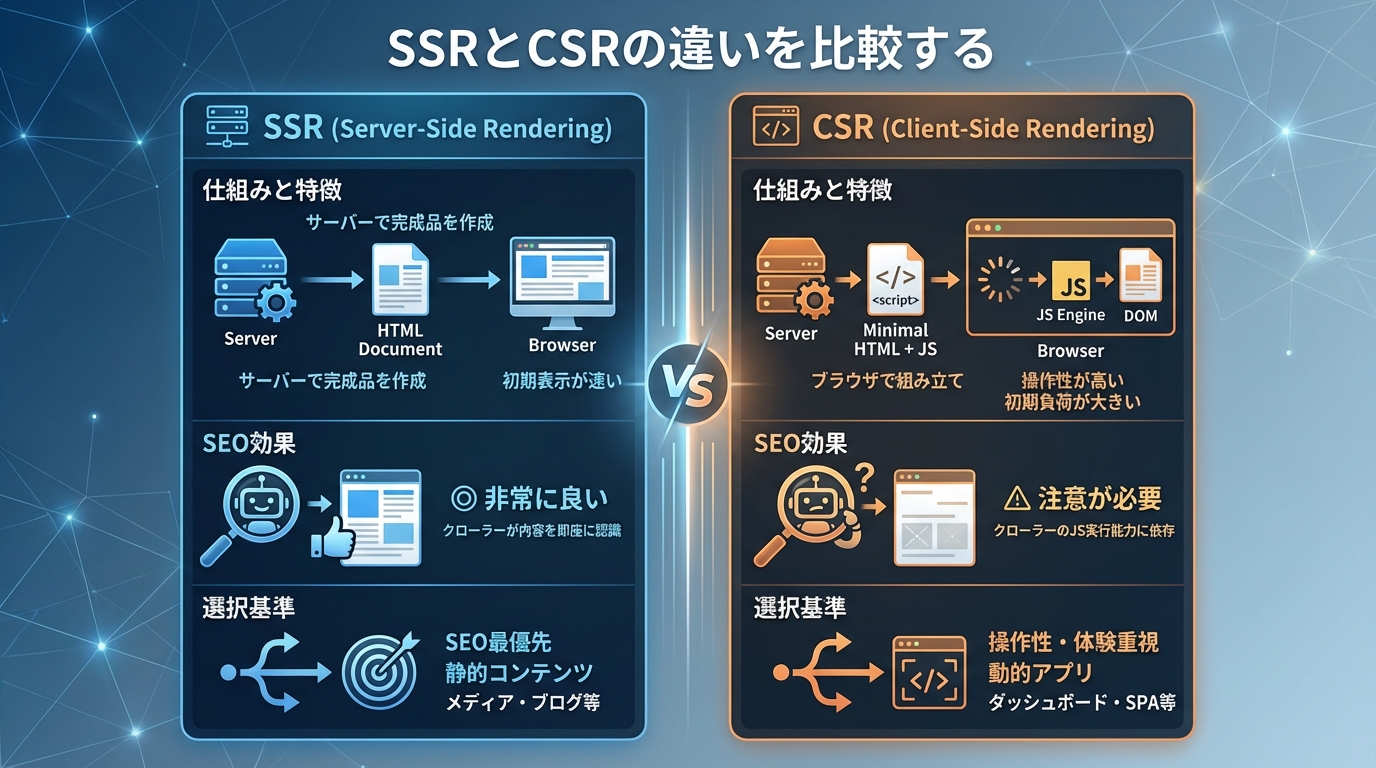SSRとCSRの違いを比較する