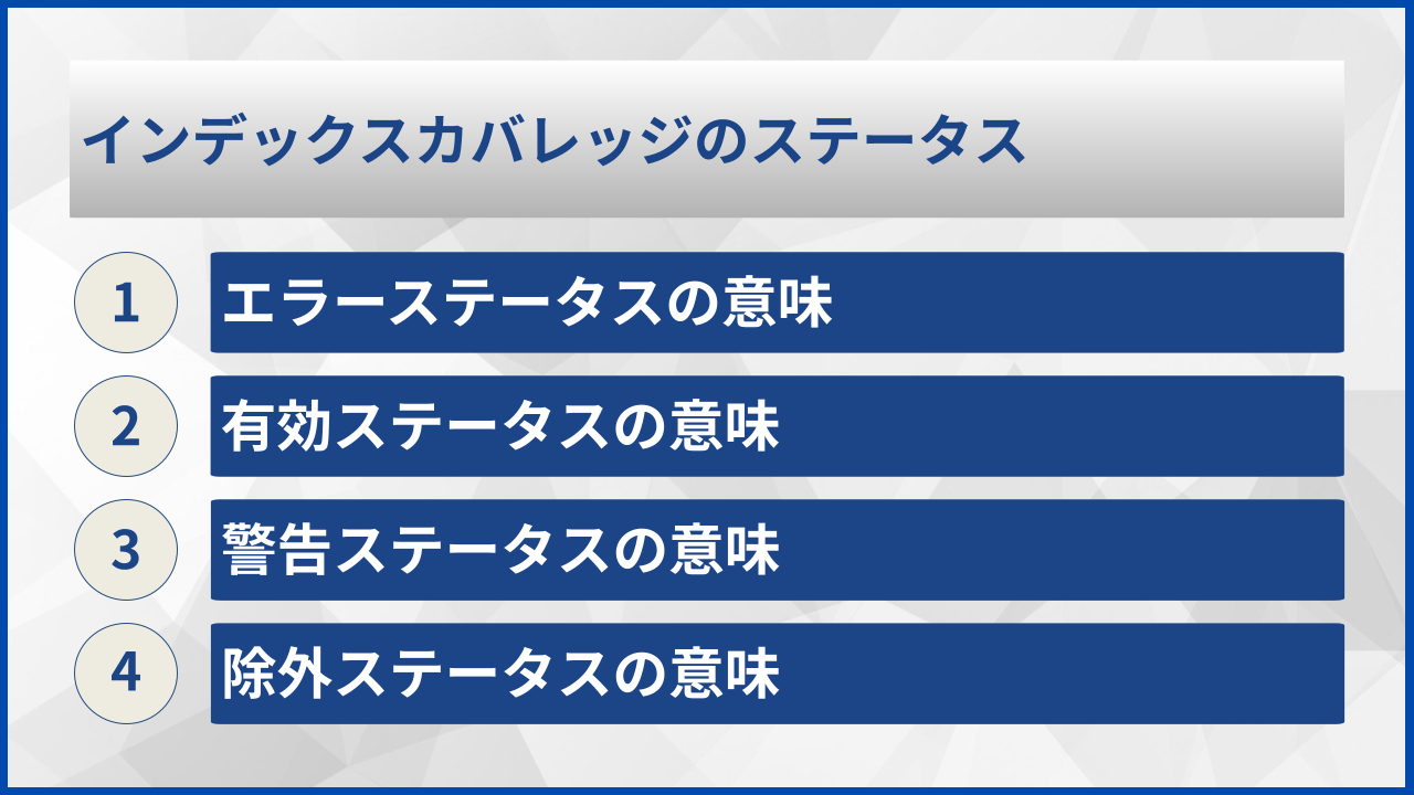 インデックスカバレッジのステータス