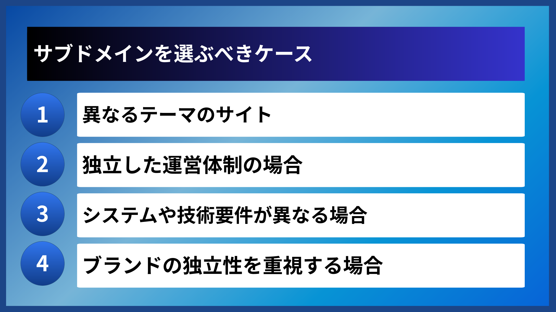 サブドメインを選ぶべきケース