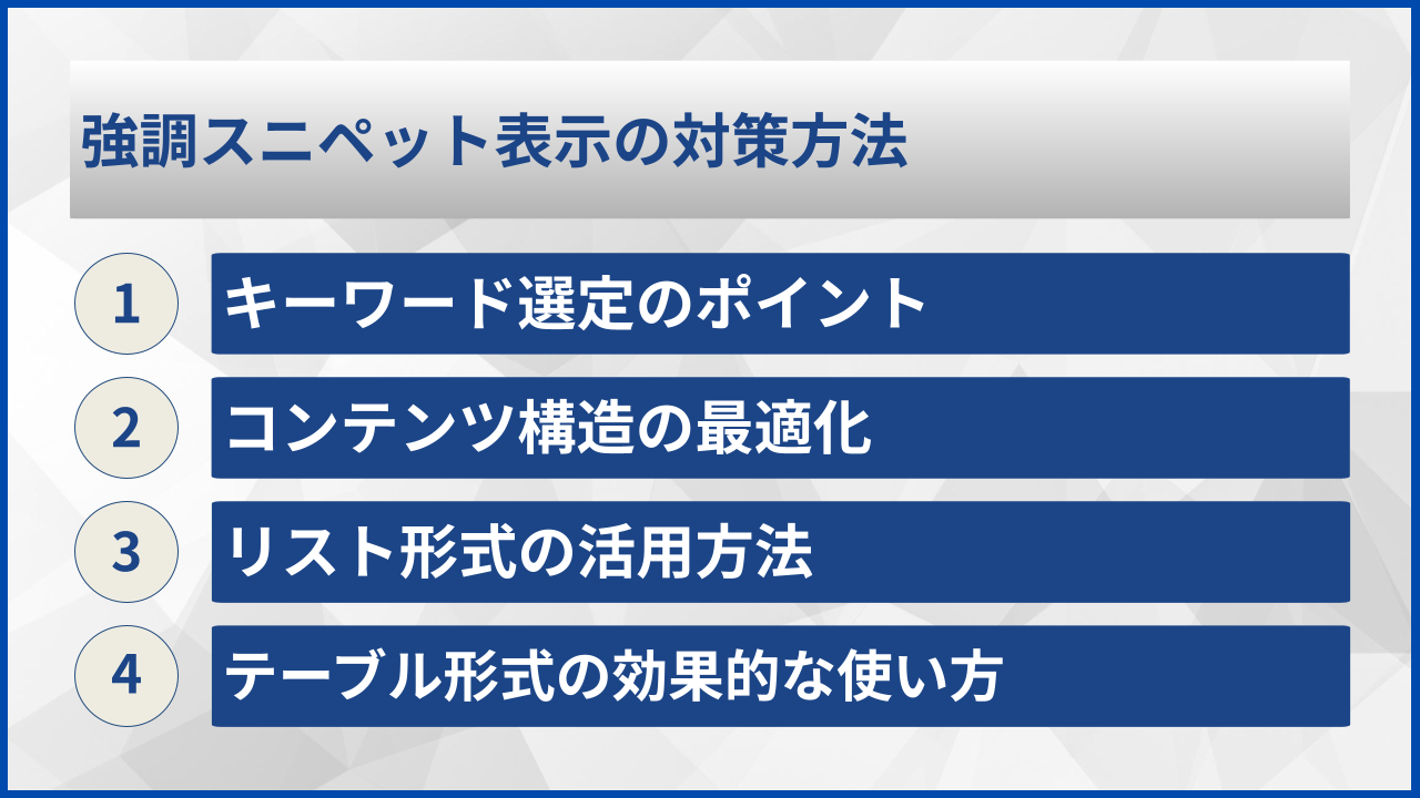 強調スニペット表示の対策方法