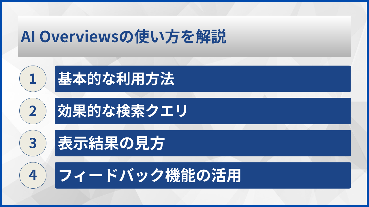 AI Overviewsの使い方を解説