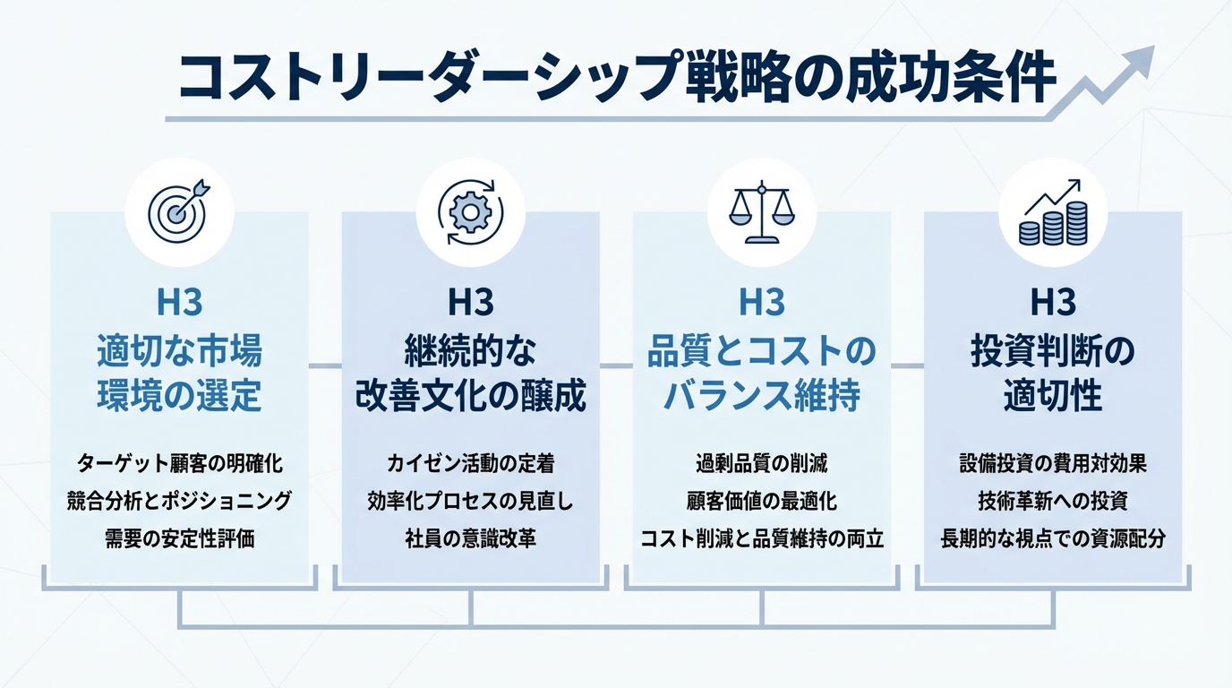 コストリーダーシップ戦略の成功条件