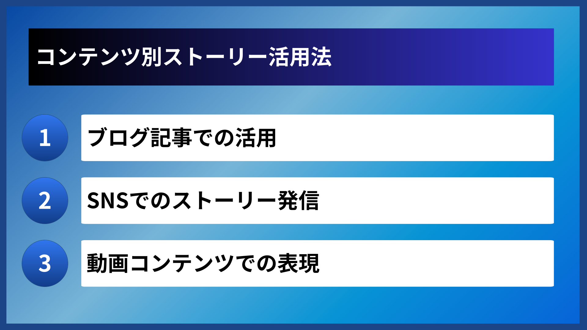 コンテンツ別ストーリー活用法