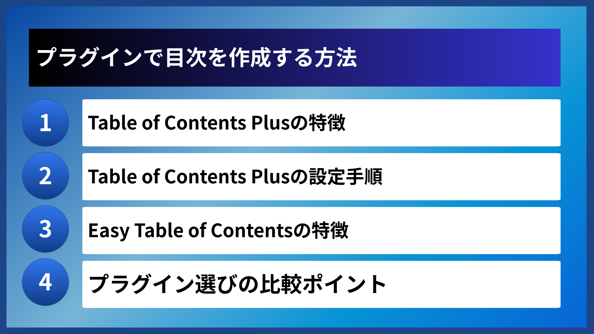 プラグインで目次を作成する方法