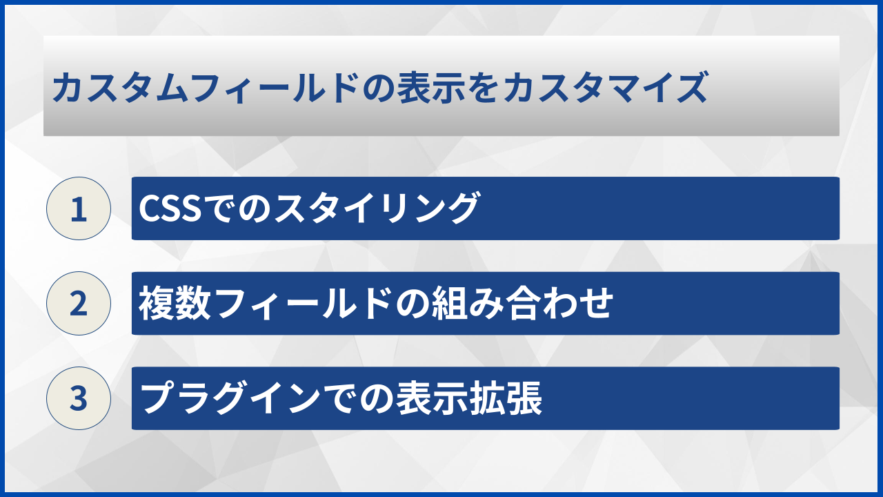 カスタムフィールドの表示をカスタマイズ