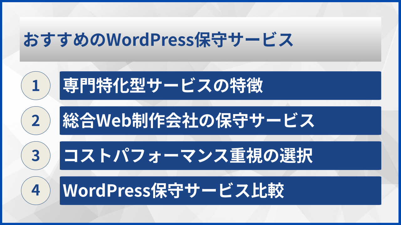 おすすめのWordPress保守サービス