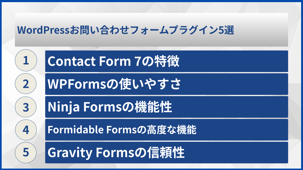 WordPressお問い合わせフォームプラグイン5選