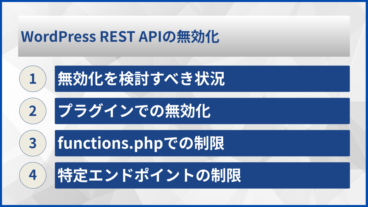 WordPress REST APIの無効化