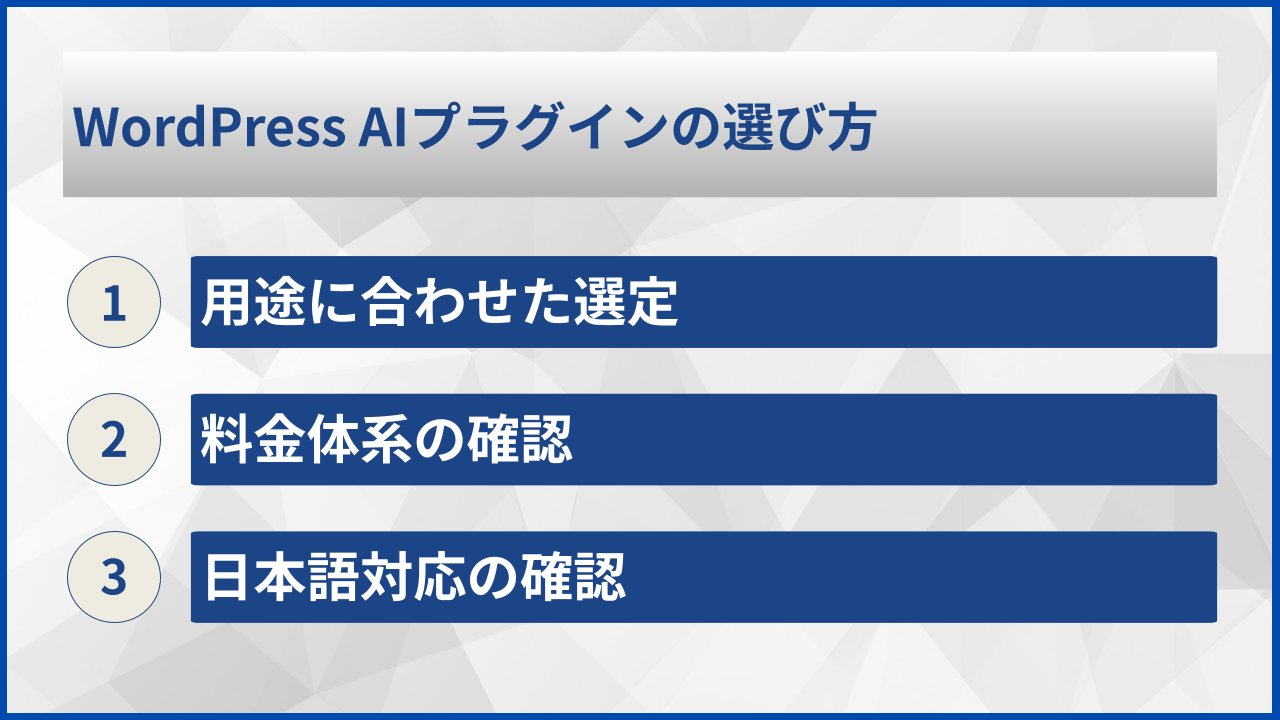 WordPress AIプラグインの選び方