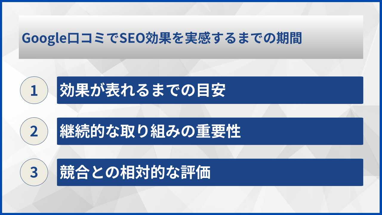 Google口コミでSEO効果を実感するまでの期間