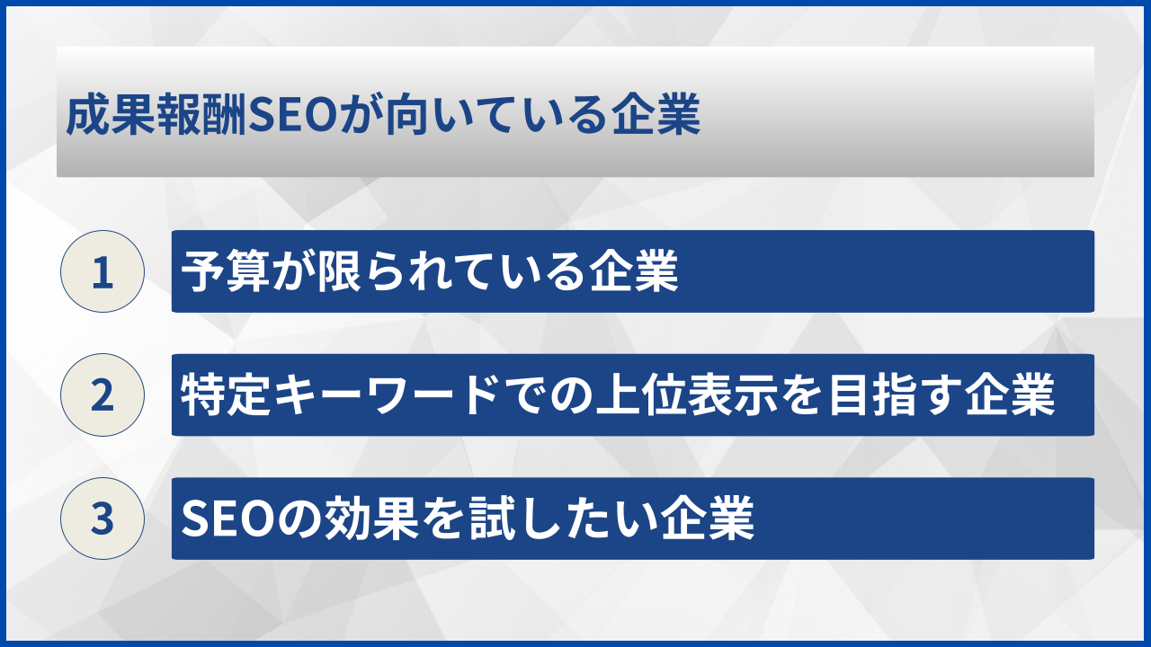 成果報酬SEOが向いている企業