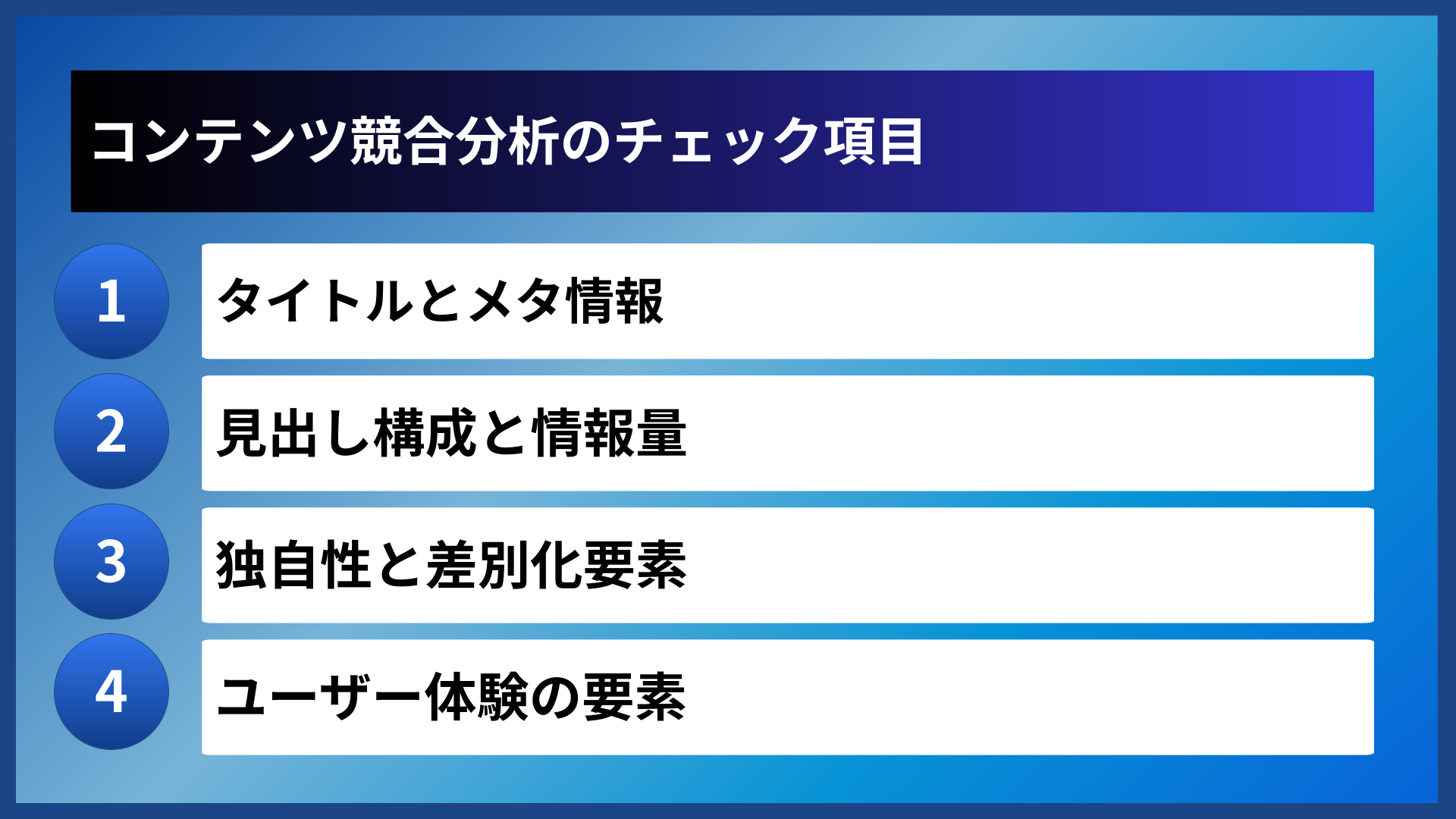 コンテンツ競合分析のチェック項目