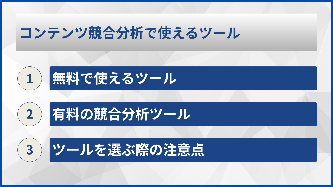 コンテンツ競合分析で使えるツール