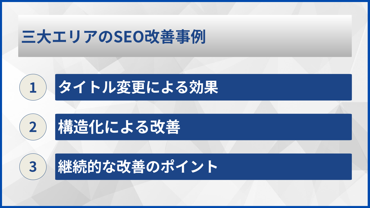三大エリアのSEO改善事例