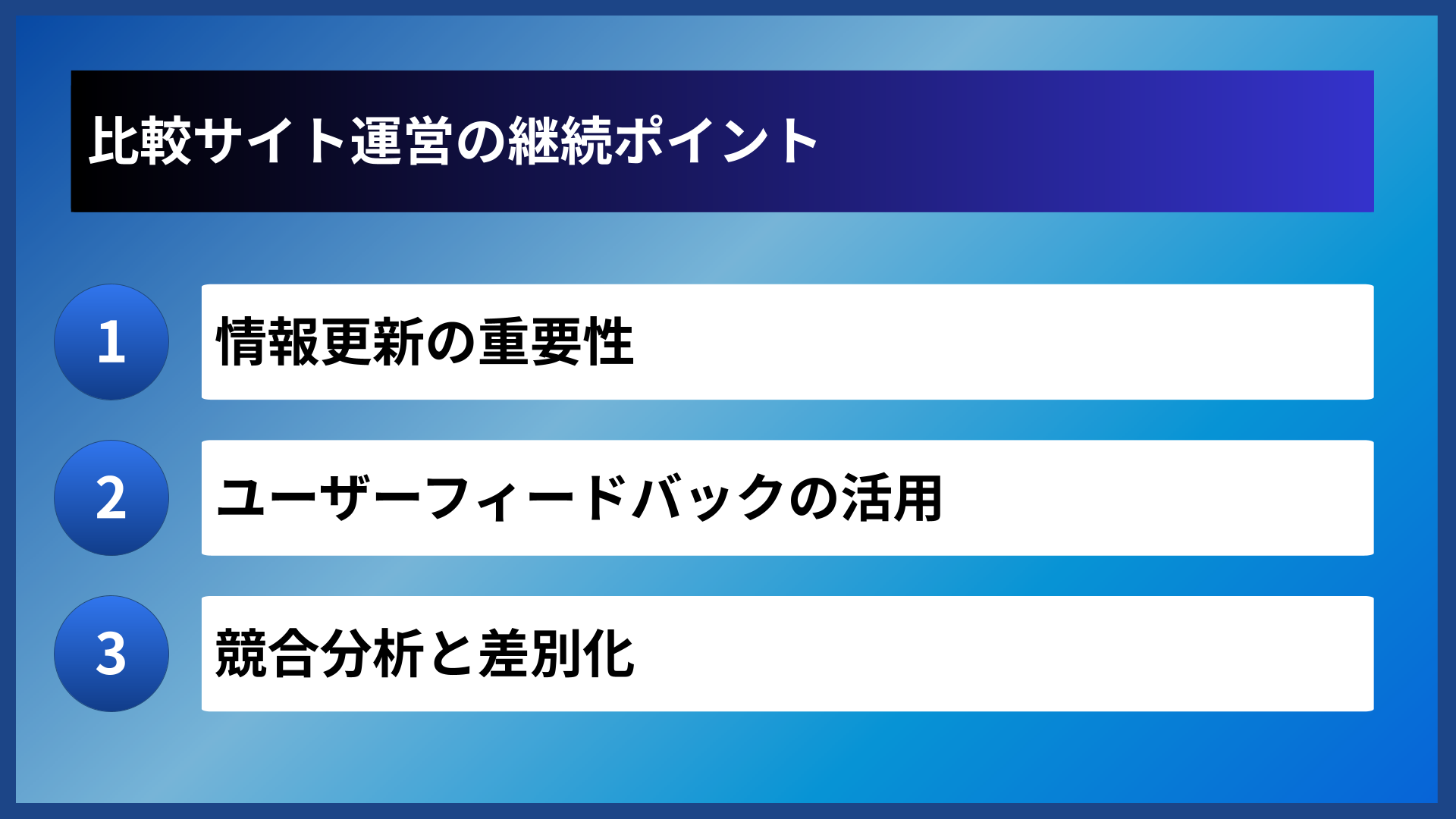 比較サイト運営の継続ポイント