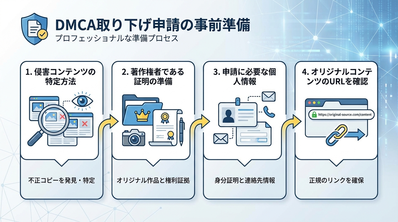 DMCA取り下げ申請の事前準備