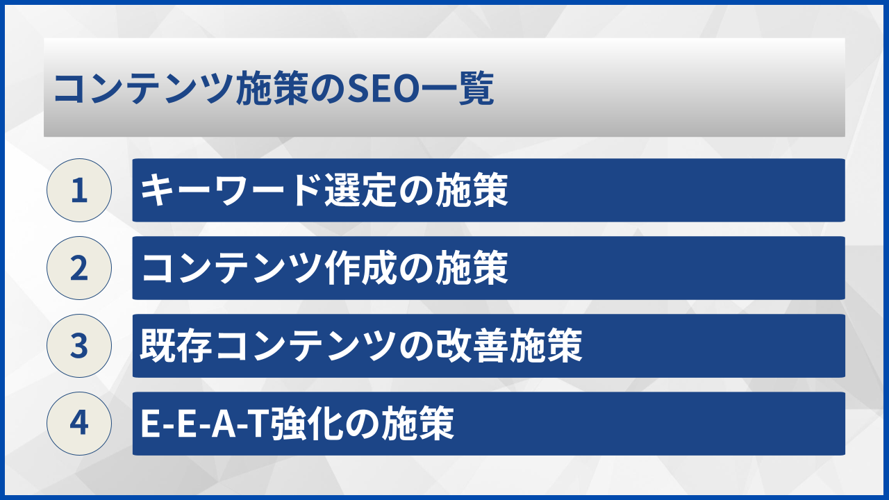 コンテンツ施策のSEO一覧