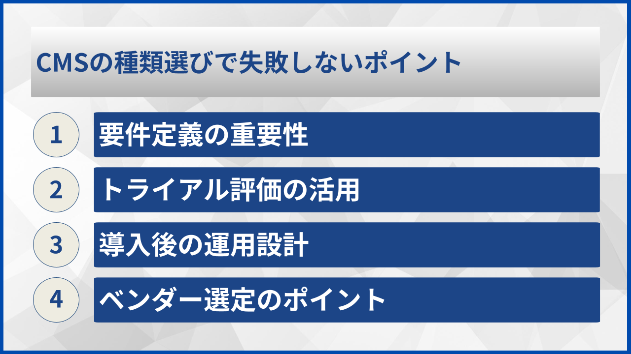 CMSの種類選びで失敗しないポイント