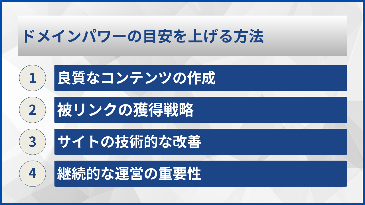 ドメインパワーの目安を上げる方法
