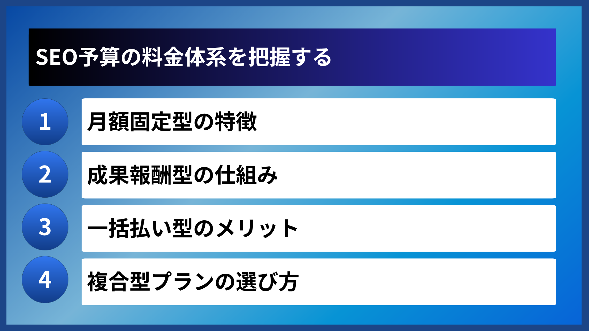 SEO予算の料金体系を把握する