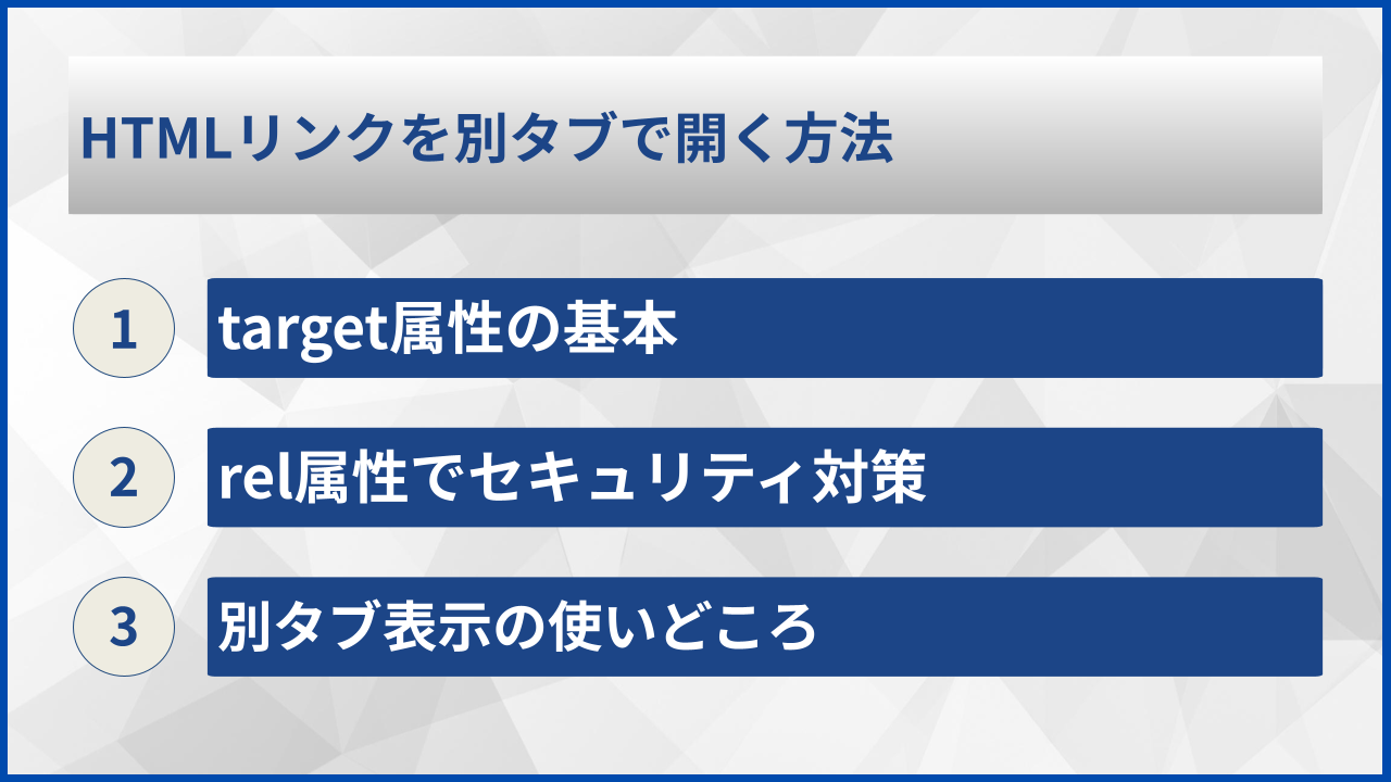 HTMLリンクを別タブで開く方法