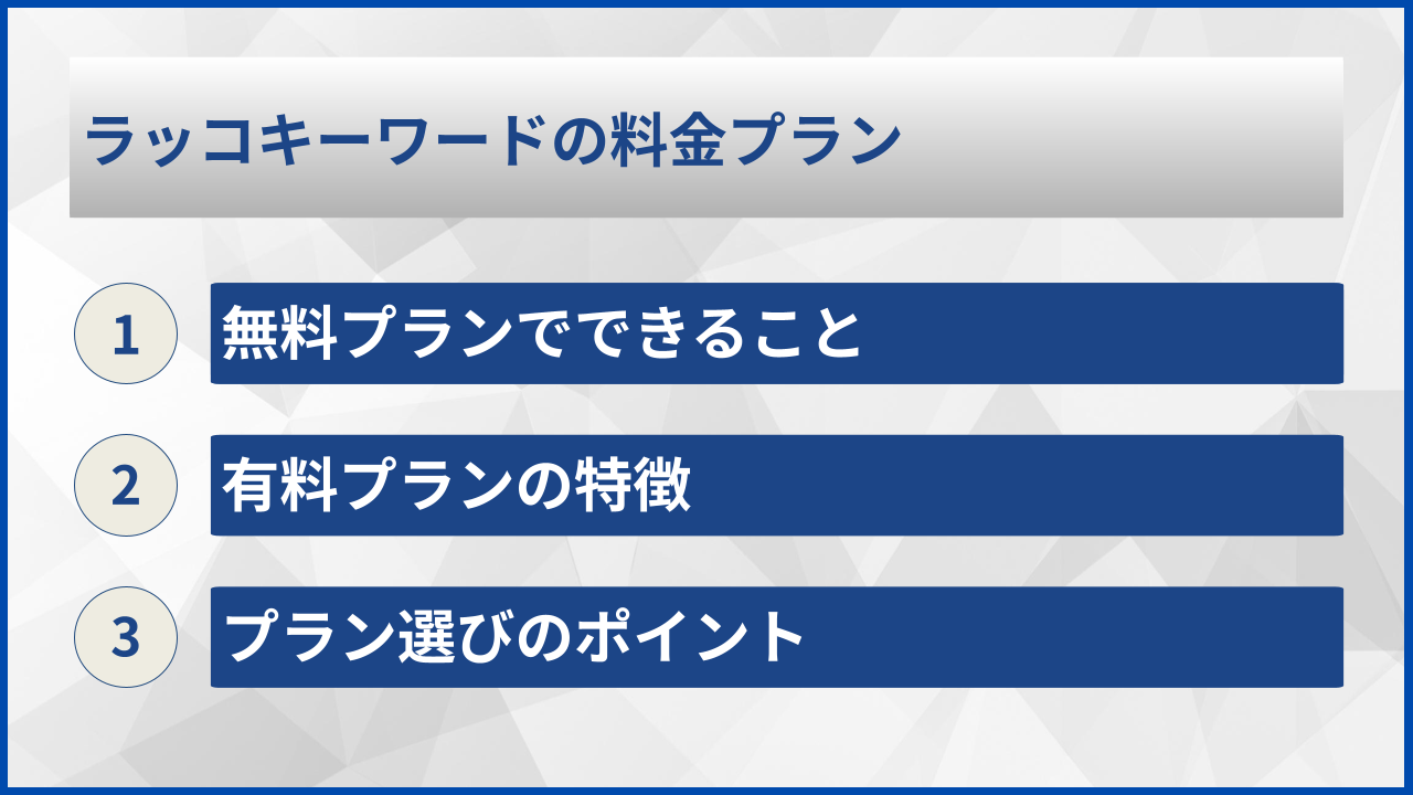 ラッコキーワードの料金プラン