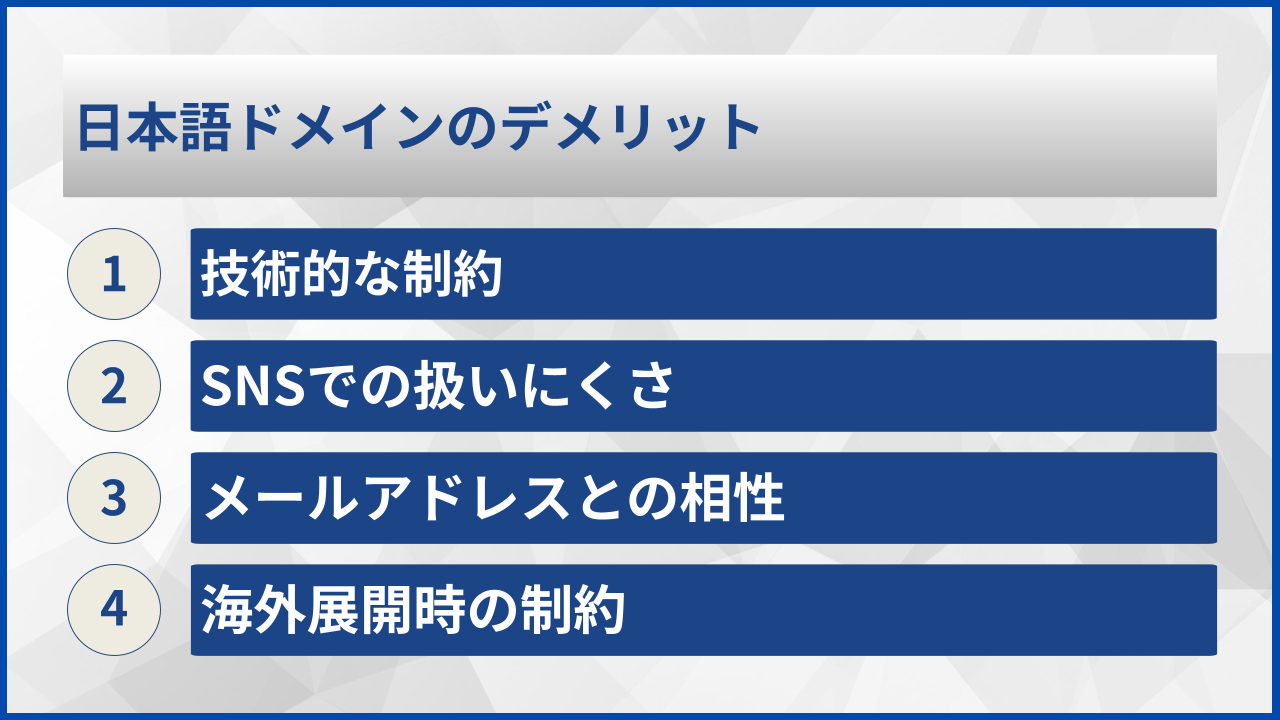 日本語ドメインのデメリット
