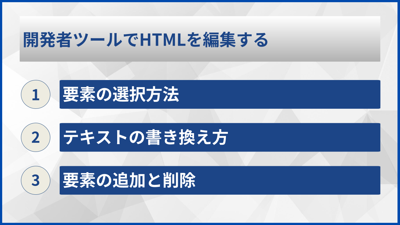 開発者ツールでHTMLを編集する
