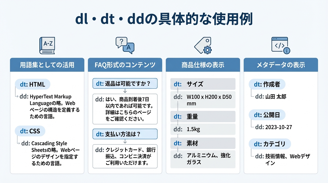 dl・dt・ddの具体的な使用例